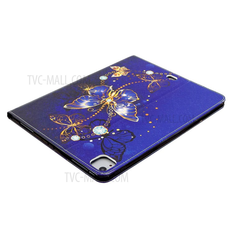 Printing Surface Leather Wallet Stand Case for iPad Pro 12.9-inch (2020) - Shiny Blue Butterflies-7