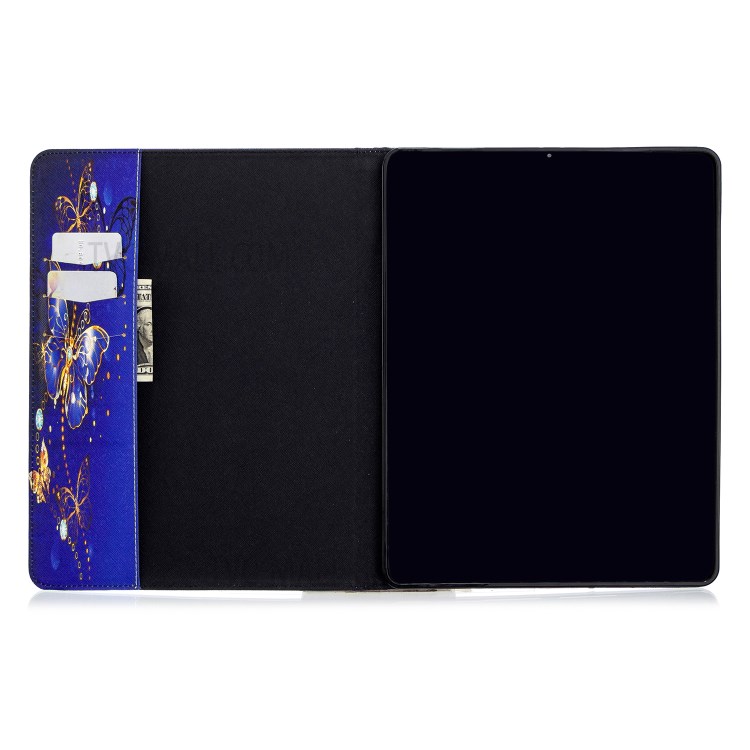 Printing Surface Leather Wallet Stand Case for iPad Pro 12.9-inch (2020) - Shiny Blue Butterflies-8