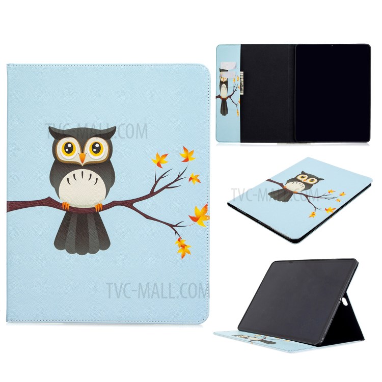 Printing Surface Leather Wallet Stand Case for iPad Pro 12.9-inch (2020) - Owl on Branch-1