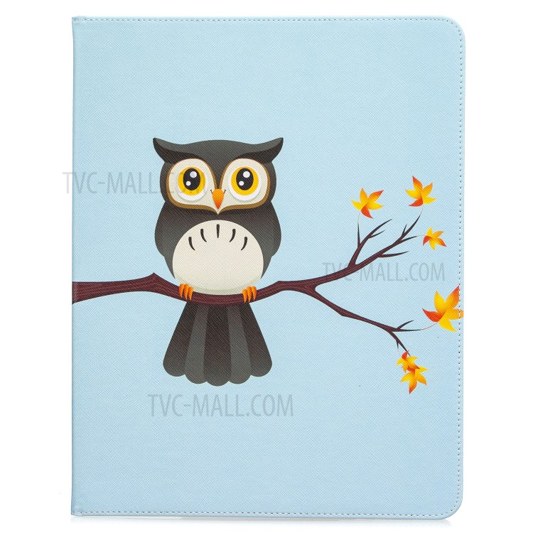 Printing Surface Leather Wallet Stand Case for iPad Pro 12.9-inch (2020) - Owl on Branch-2