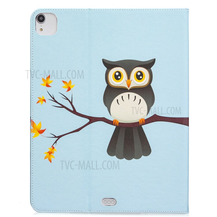 Printing Surface Leather Wallet Stand Case for iPad Pro 12.9-inch (2020) - Owl on Branch-3