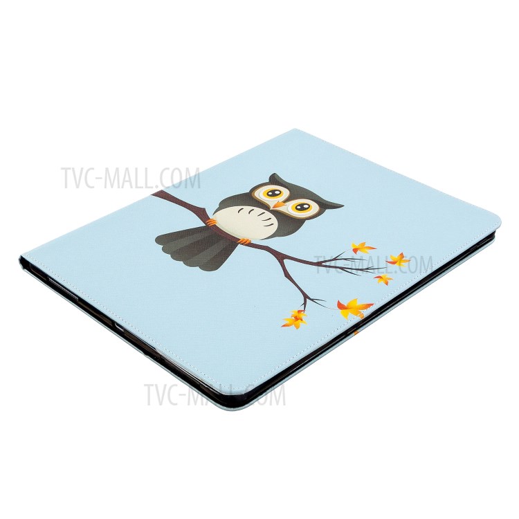 Printing Surface Leather Wallet Stand Case for iPad Pro 12.9-inch (2020) - Owl on Branch-6