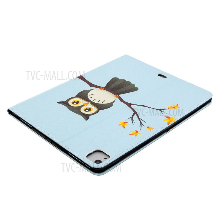 Printing Surface Leather Wallet Stand Case for iPad Pro 12.9-inch (2020) - Owl on Branch-7