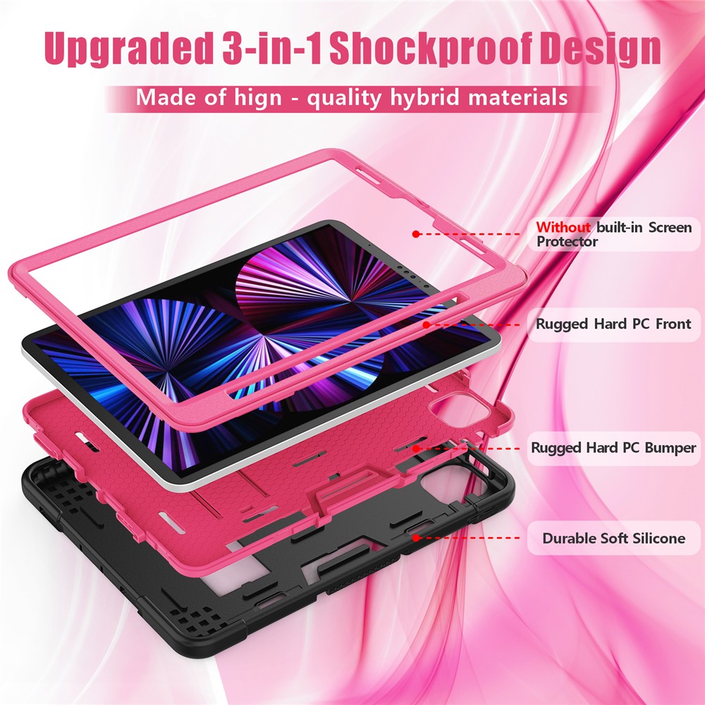 Shockproof TPU + PC Cover with Kickstand for Apple iPad Pro 11-inch (2020)/(2018) - Black / Rose-3