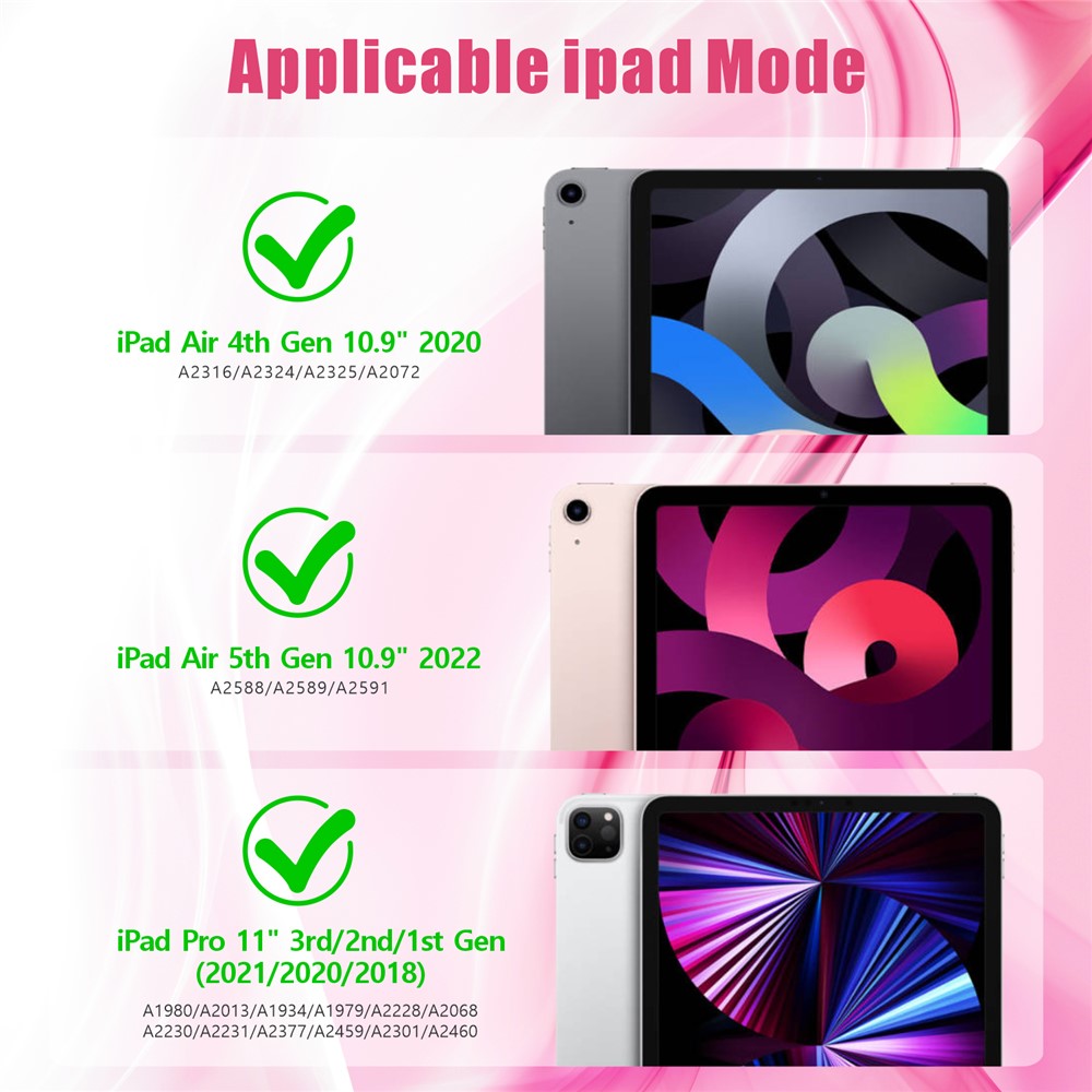 Shockproof TPU + PC Cover with Kickstand for Apple iPad Pro 11-inch (2020)/(2018) - Black / Rose-7