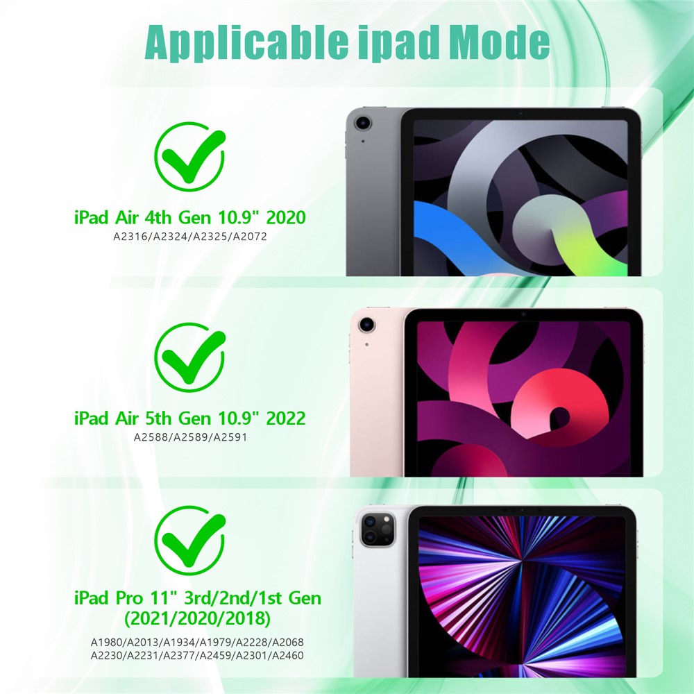 Cubierta de Tpu + PC Con Papel de Patada Para Apple Ipad Pro de 11 Pulgadas (2021)/(2020)/(2018) - Negro / Cian