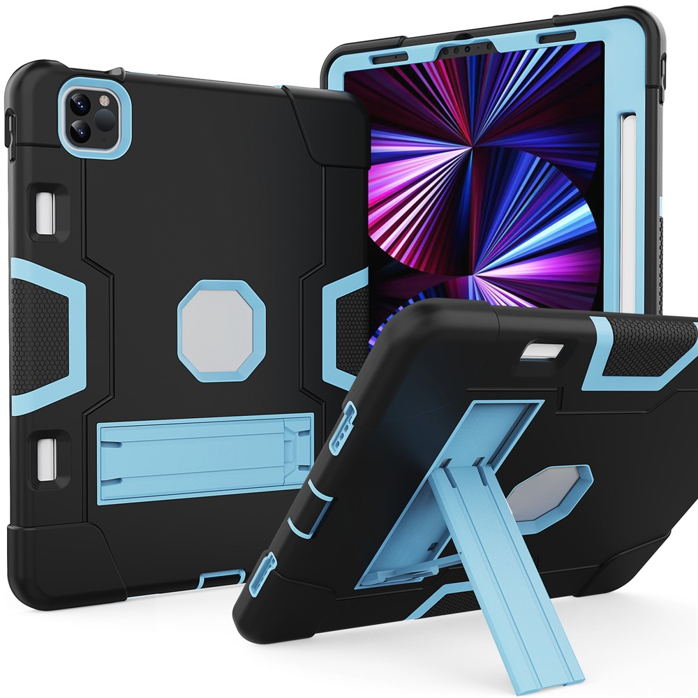Shockproof TPU + PC Cover with Kickstand for Apple iPad Pro 11-inch (2020)/(2018) - Black / Baby Blue-1