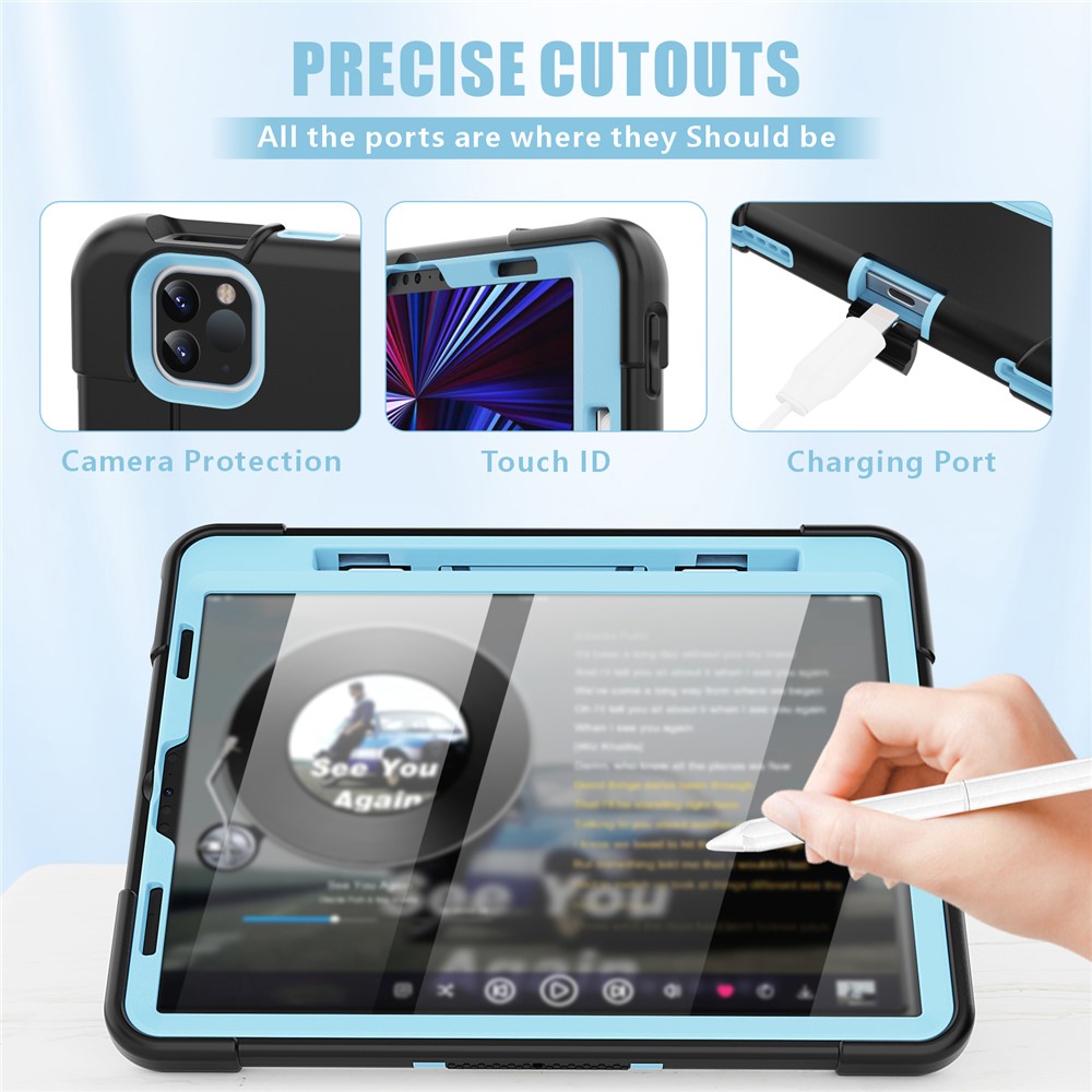 Shockproof TPU + PC Cover with Kickstand for Apple iPad Pro 11-inch (2020)/(2018) - Black / Baby Blue-4