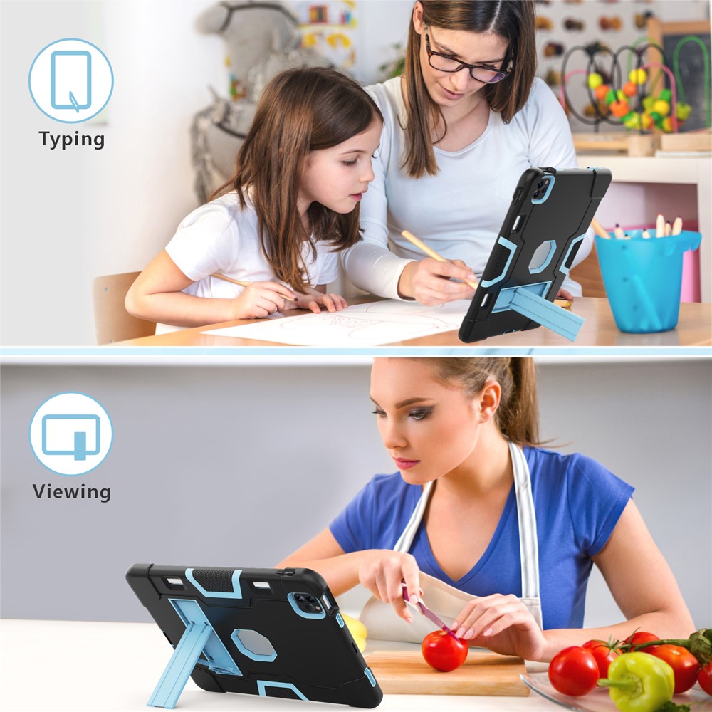 Shockproof TPU + PC Cover with Kickstand for Apple iPad Pro 11-inch (2020)/(2018) - Black / Baby Blue-5