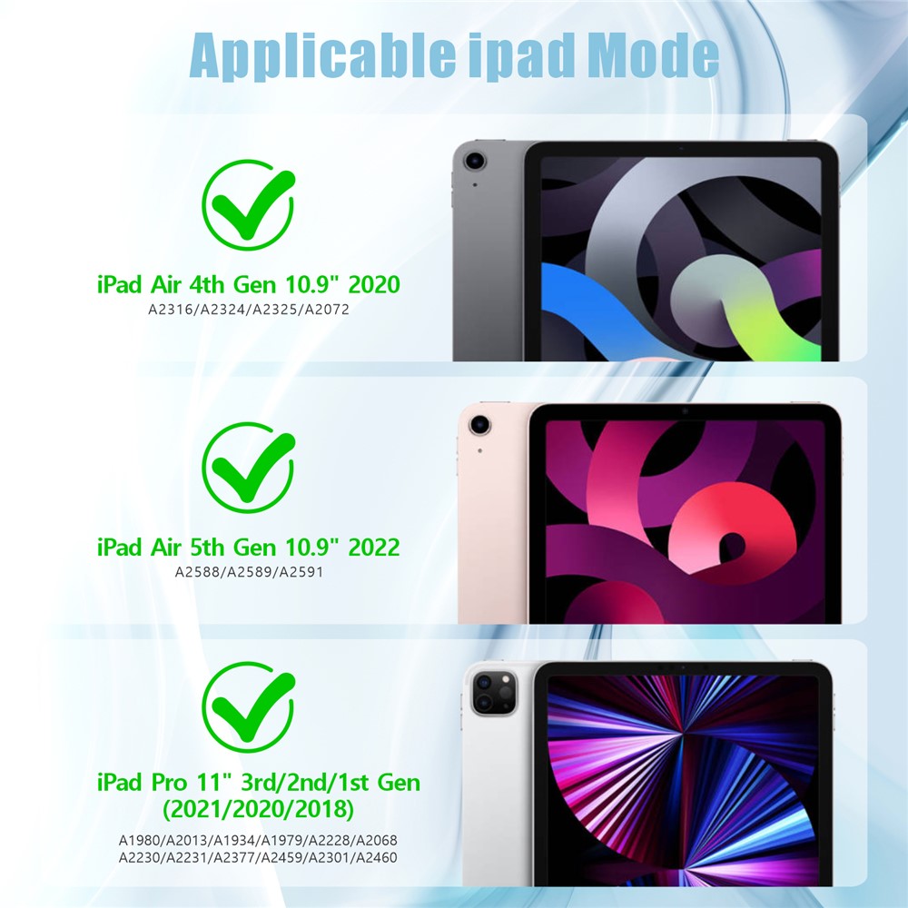 Shockproof TPU + PC Cover with Kickstand for Apple iPad Pro 11-inch (2020)/(2018) - Black / Baby Blue-7