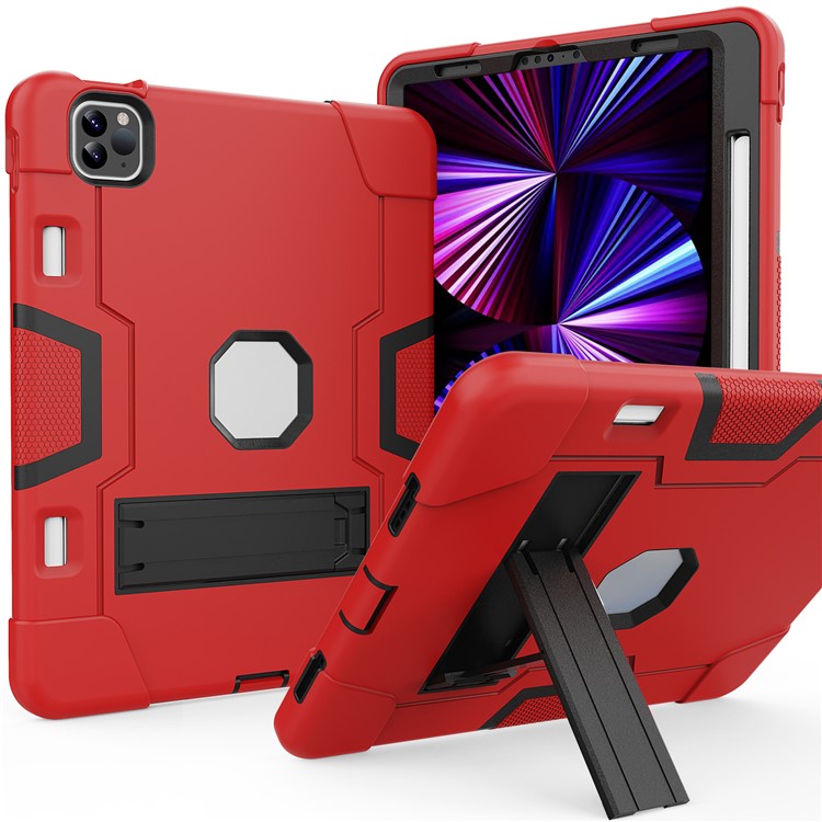 Shockproof TPU + PC Cover with Kickstand for Apple iPad Pro 11-inch (2020)/(2018) - Red / Black-1