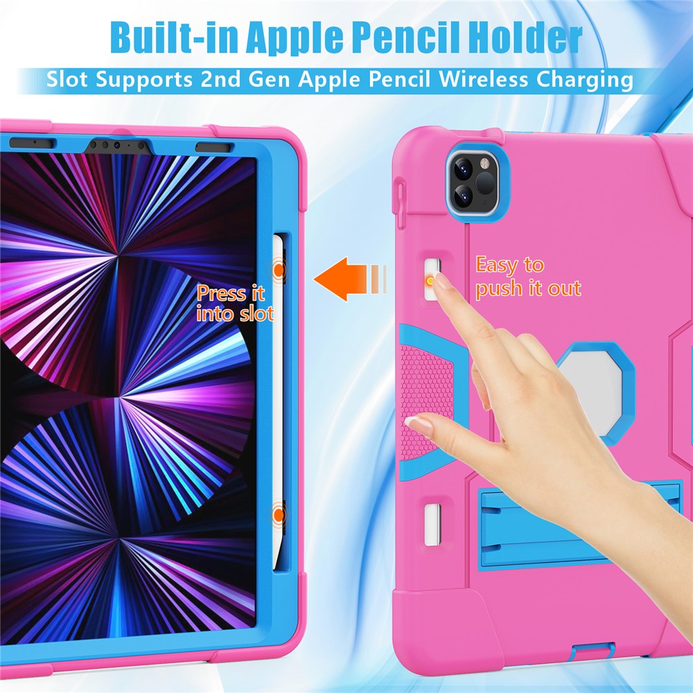 Shockproof TPU + PC Cover with Kickstand for Apple iPad Pro 11-inch (2020)/(2018) - Rose / Blue-2