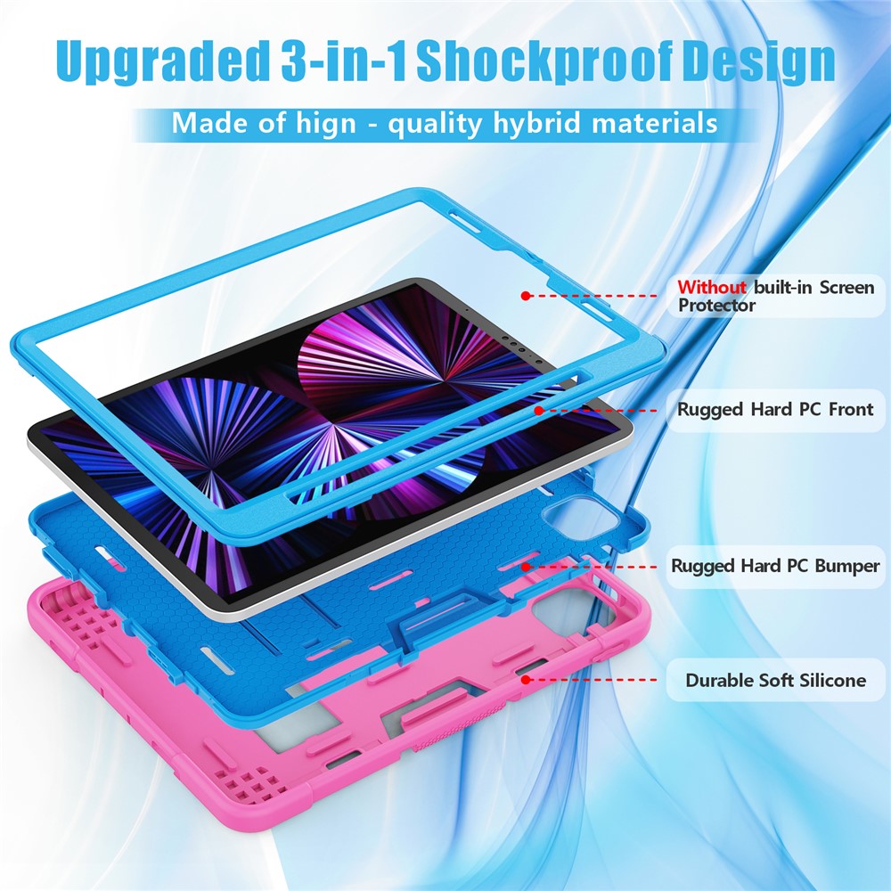 Shockproof TPU + PC Cover with Kickstand for Apple iPad Pro 11-inch (2020)/(2018) - Rose / Blue-3
