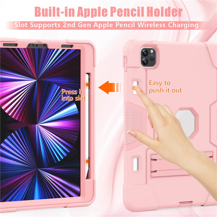 Shockproof TPU + PC Cover with Kickstand for Apple iPad Pro 11-inch (2020)/(2018) - Pink-2