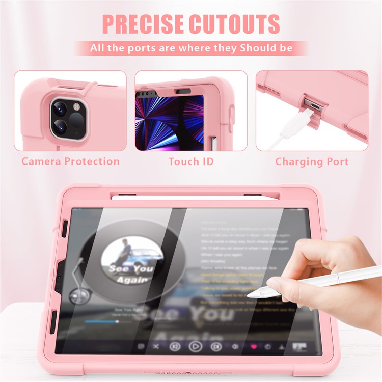 Shockproof TPU + PC Cover with Kickstand for Apple iPad Pro 11-inch (2020)/(2018) - Pink-4