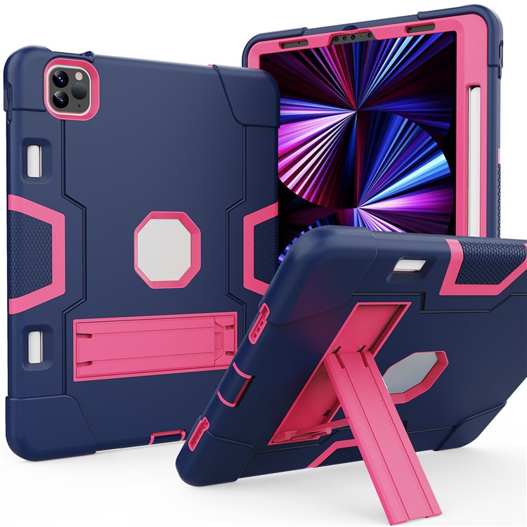 Shockproof TPU + PC Cover with Kickstand for Apple iPad Pro 11-inch (2020)/(2018) - Dark Blue / Red-1
