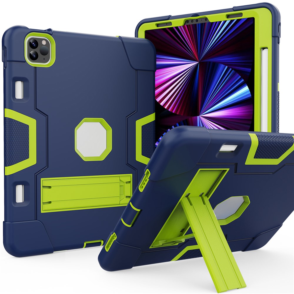 Shockproof TPU + PC Cover with Kickstand for Apple iPad Pro 11-inch (2020)/(2018) - Dark Blue / Green-1