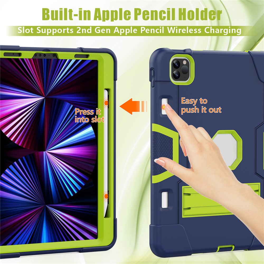 Shockproof TPU + PC Cover with Kickstand for Apple iPad Pro 11-inch (2020)/(2018) - Dark Blue / Green-2