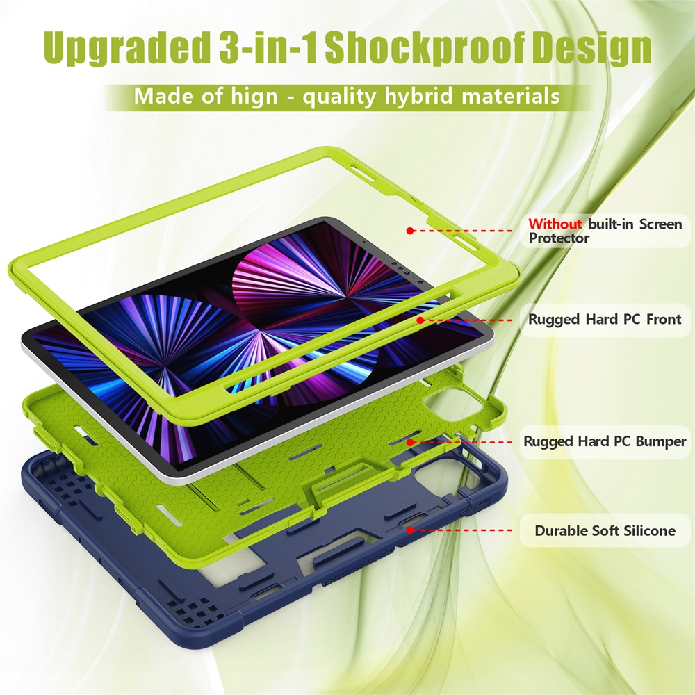 Shockproof TPU + PC Cover with Kickstand for Apple iPad Pro 11-inch (2020)/(2018) - Dark Blue / Green-3