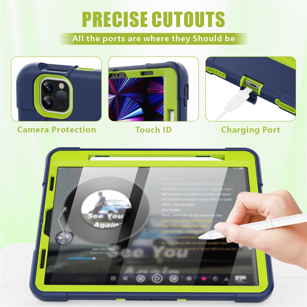 Shockproof TPU + PC Cover with Kickstand for Apple iPad Pro 11-inch (2020)/(2018) - Dark Blue / Green-4