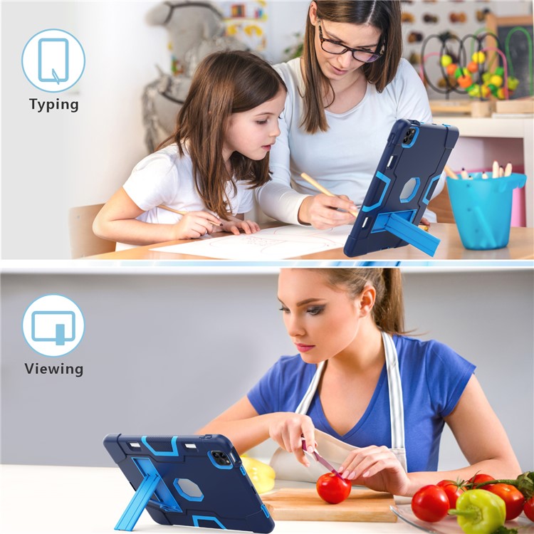 Shockproof TPU + PC Cover with Kickstand for Apple iPad Pro 11-inch (2020)/(2018) - Dark Blue / Baby Blue-5
