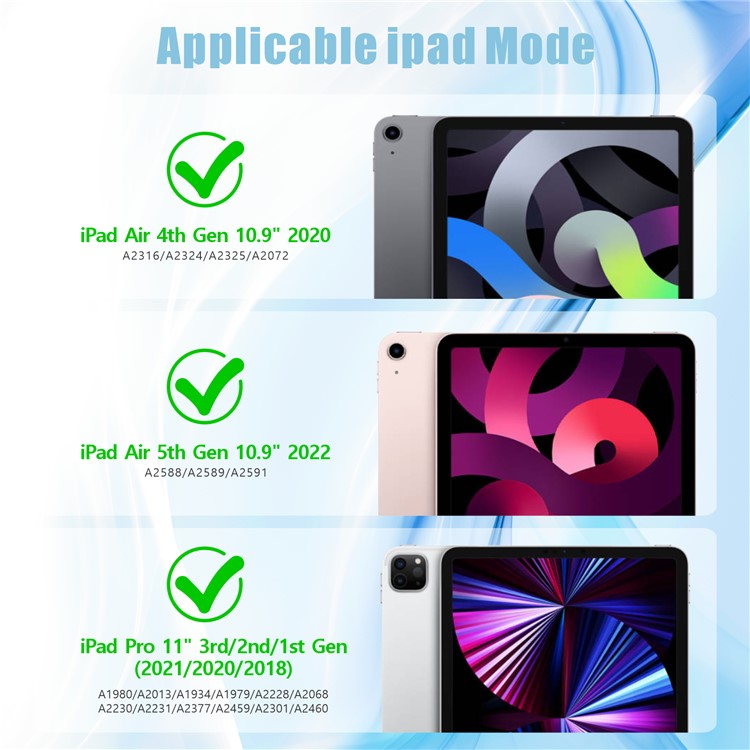 Shockproof TPU + PC Cover with Kickstand for Apple iPad Pro 11-inch (2020)/(2018) - Dark Blue / Baby Blue-7