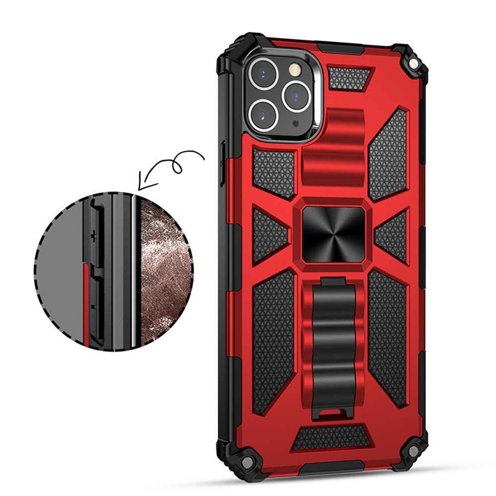 Shockproof Invisible Kickstand PC + TPU Hybrid Case for iPhone 11 Pro Max 6.5 inch - Red-3