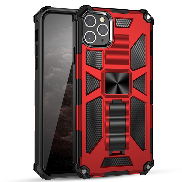 Schocksicherer Unsichtbarer Kickstand PC + TPU -combo -hülle Für Iphone 11 Pro 5,8 Zoll - Rot