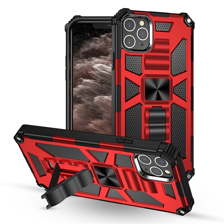 Case Combo de PC de Kickstand Invisible a Prueba de Choque Para Iphone 11 Pro 5.8 Pulgadas - Rojo