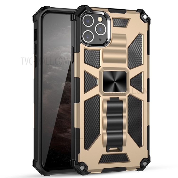 Shockproof Invisible Kickstand PC + TPU Combo Case for iPhone 11 Pro 5.8 inch - Gold-1