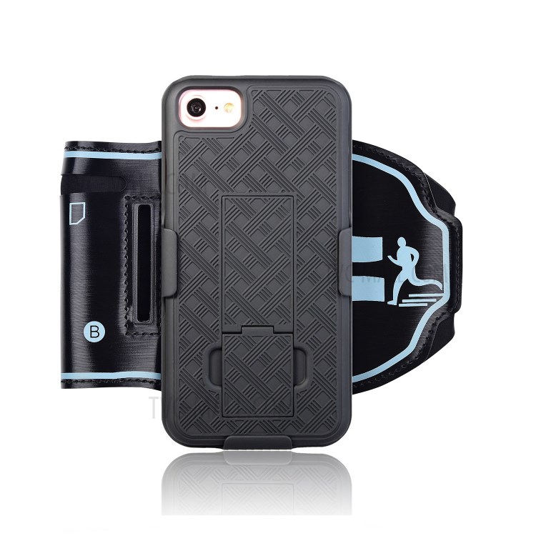 Woven Pattern Cell Phone Armband Case with Adjustable Elastic Belt for iPhone SE (2nd Generation)/8/7 4.7 inch-1