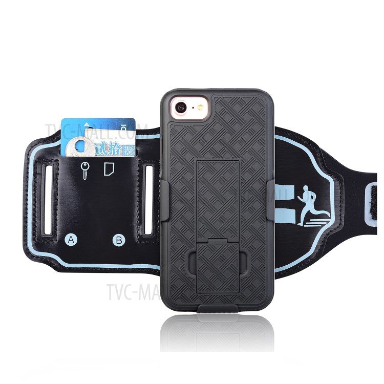 Woven Pattern Cell Phone Armband Case with Adjustable Elastic Belt for iPhone SE (2nd Generation)/8/7 4.7 inch-2