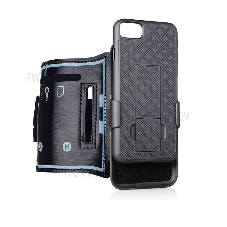 Woven Pattern Cell Phone Armband Case with Adjustable Elastic Belt for iPhone SE (2nd Generation)/8/7 4.7 inch-4