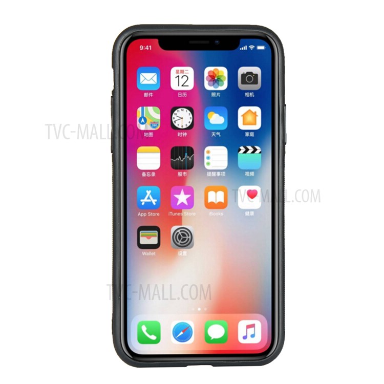 Handy Strap Genuine Leather Coated TPU Case with Card Holder Lanyard for iPhone XS/X - Red-5