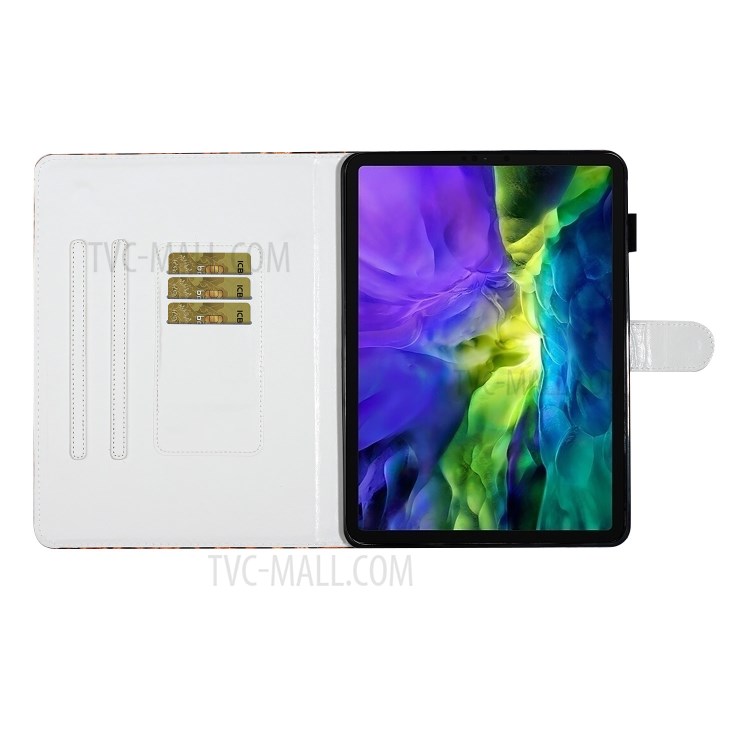Pattern Printing Card Holder Leather Tablet Case for iPad Pro 11-inch (2020)/(2018) - Panda with Crown-7