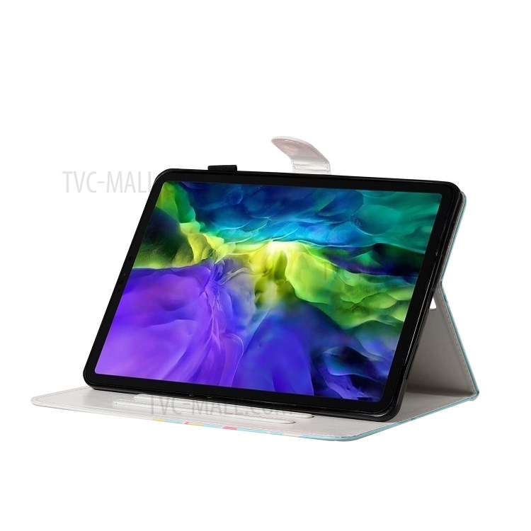 Pattern Printing Card Holder Leather Tablet Case for iPad Pro 11-inch (2020)/(2018) - Panda with Crown-8