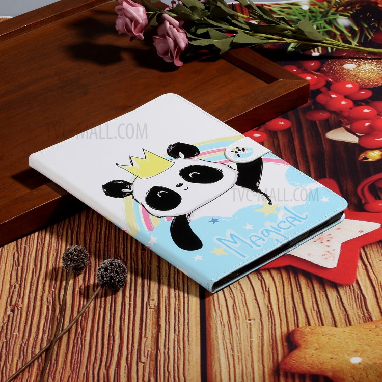 Pattern Printing Card Holder Leather Tablet Case for iPad Pro 11-inch (2020)/(2018) - Panda with Crown-9