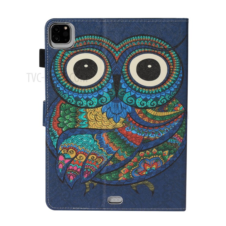 Pattern Printing Card Holder Leather Tablet Case for iPad Pro 11-inch (2020)/(2018) - Owl-2