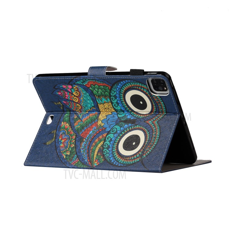 Pattern Printing Card Holder Leather Tablet Case for iPad Pro 11-inch (2020)/(2018) - Owl-3