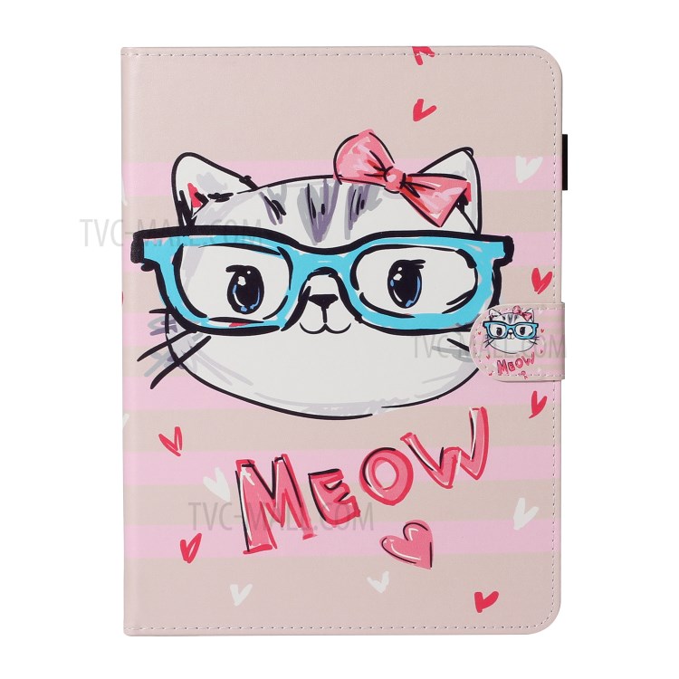 Pattern Printing Card Holder Leather Tablet Case for iPad Pro 11-inch (2020)/(2018) - Cute Cat-1