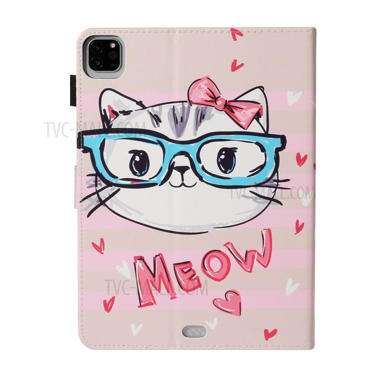 Pattern Printing Card Holder Leather Tablet Case for iPad Pro 11-inch (2020)/(2018) - Cute Cat-2
