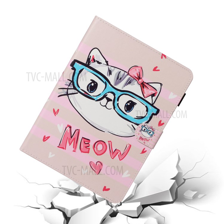 Pattern Printing Card Holder Leather Tablet Case for iPad Pro 11-inch (2020)/(2018) - Cute Cat-5