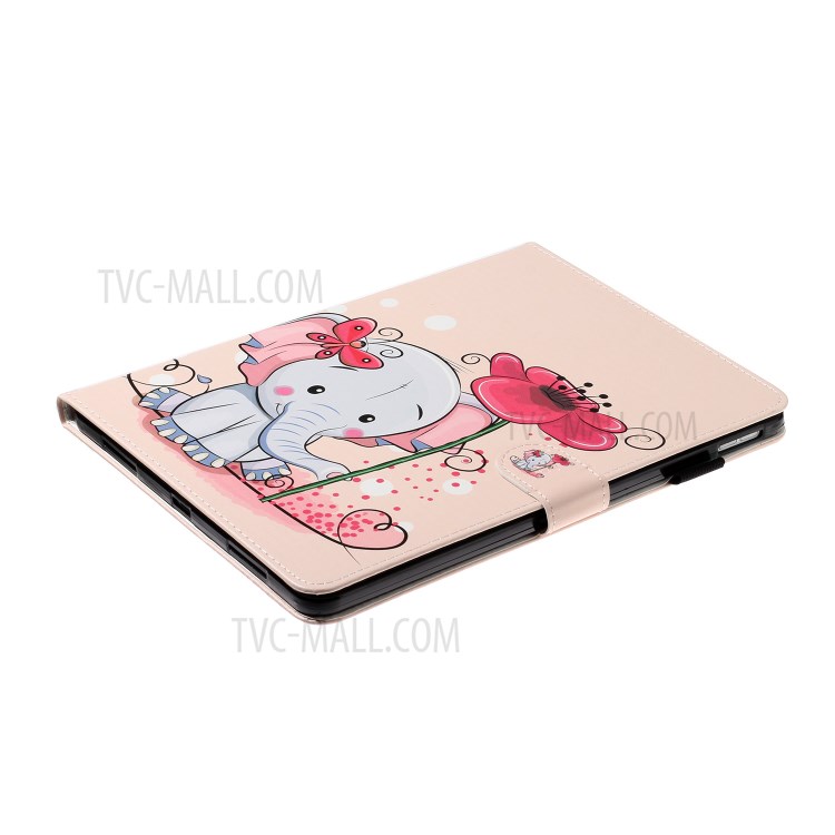 Pattern Printing Card Holder Leather Tablet Case for iPad Pro 11-inch (2020)/(2018) - Elephant with Flower-4