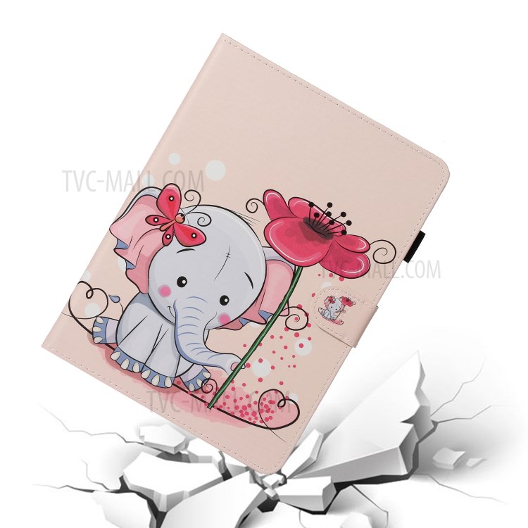 Pattern Printing Card Holder Leather Tablet Case for iPad Pro 11-inch (2020)/(2018) - Elephant with Flower-5