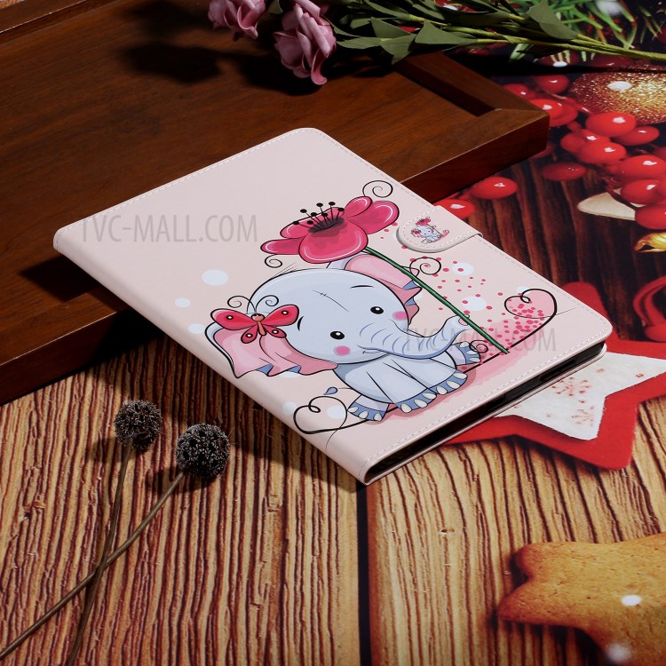 Pattern Printing Card Holder Leather Tablet Case for iPad Pro 11-inch (2020)/(2018) - Elephant with Flower-6