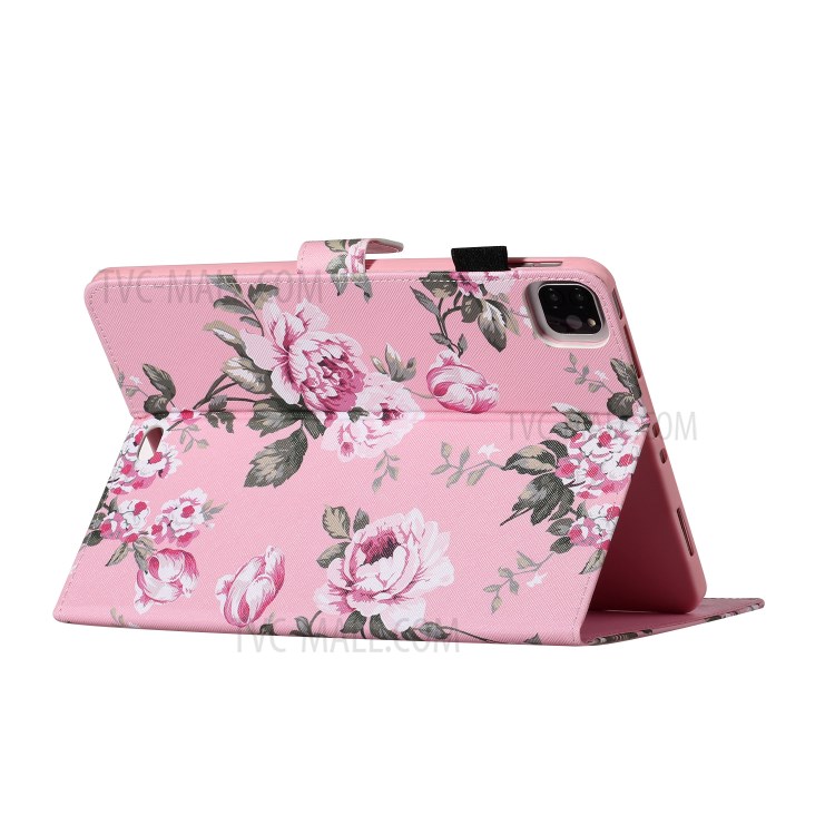 Pattern Printing Card Holder Leather Tablet Case for iPad Pro 11-inch (2020)/(2018) - Flowers-3