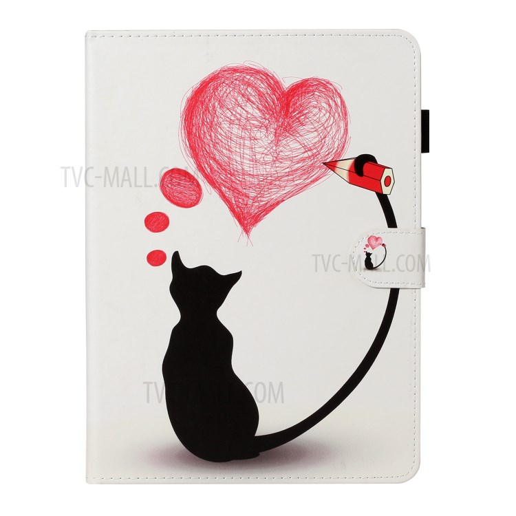 Pattern Printing Card Holder Leather Tablet Case for iPad Pro 11-inch (2020)/(2018) - Cat and Heart-1