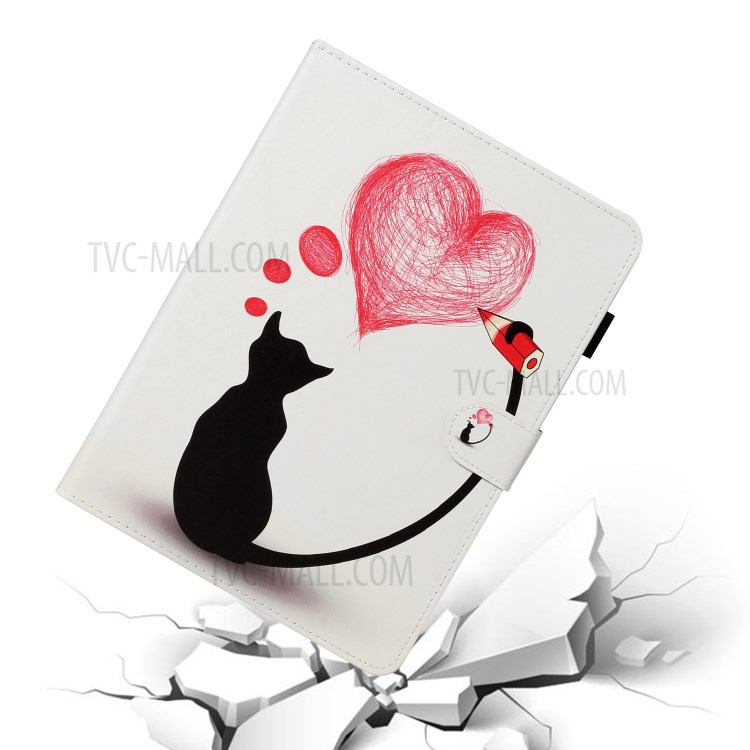 Pattern Printing Card Holder Leather Tablet Case for iPad Pro 11-inch (2020)/(2018) - Cat and Heart-5