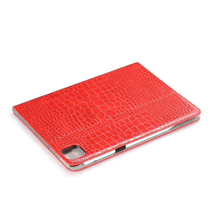 Crocodile Texture Portefeuille en Cuir Smart Tablette Couverture de Boîtier Pour Apple Ipad Pro 12,9 Pouces (2020) / (2018) - Rouge