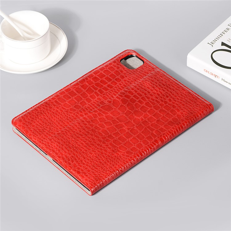 Crocodile Texture Wallet Cuero Smart Tableta Cubierta Para Apple Ipad Pro 12.9 Pulgadas (2020)/(2018) - Rojo